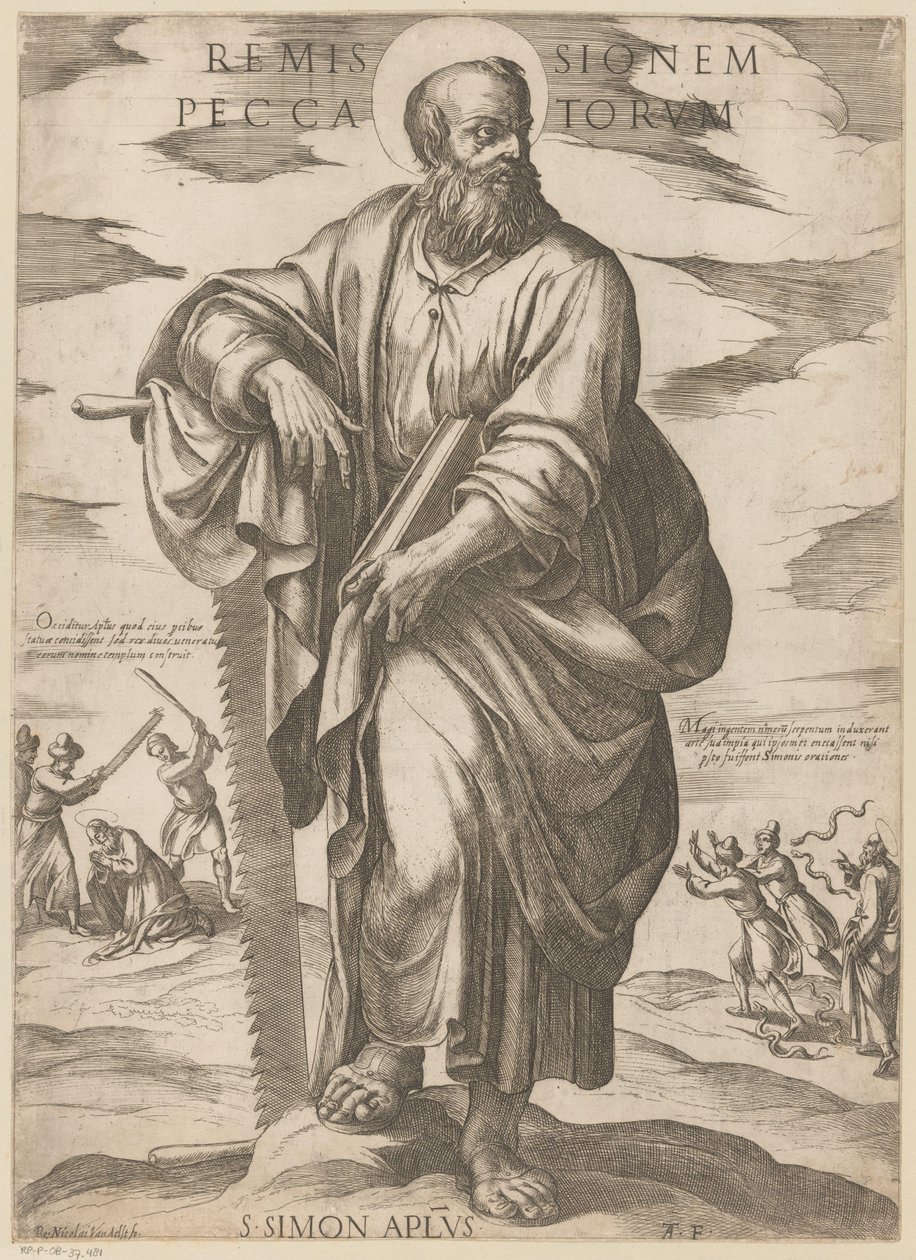 Av Saint Simon Syndernas förlåtelse (titel på objekt) Kristus, Maria och aposteln (serietitel) av Antonio Tempesta