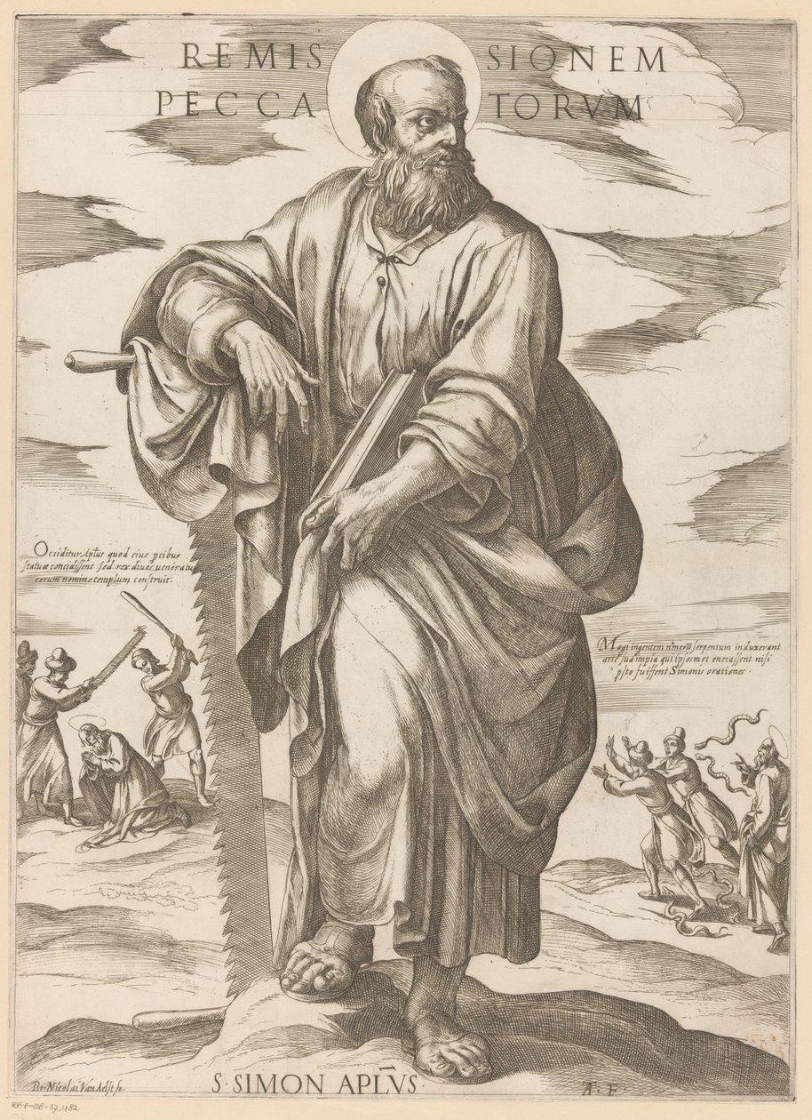 Av Saint Simon Syndernas förlåtelse (titel på objekt) Kristus, Maria och aposteln (serietitel) av Antonio Tempesta