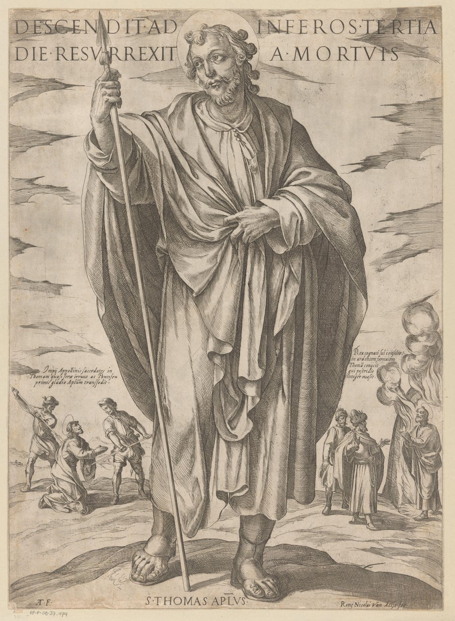 Av St Thomas Stig ner till helvetet på den tredje dagen uppstod från de döda (titel på objektet) Kristus, Maria och aposteln (serietitel) av Antonio Tempesta