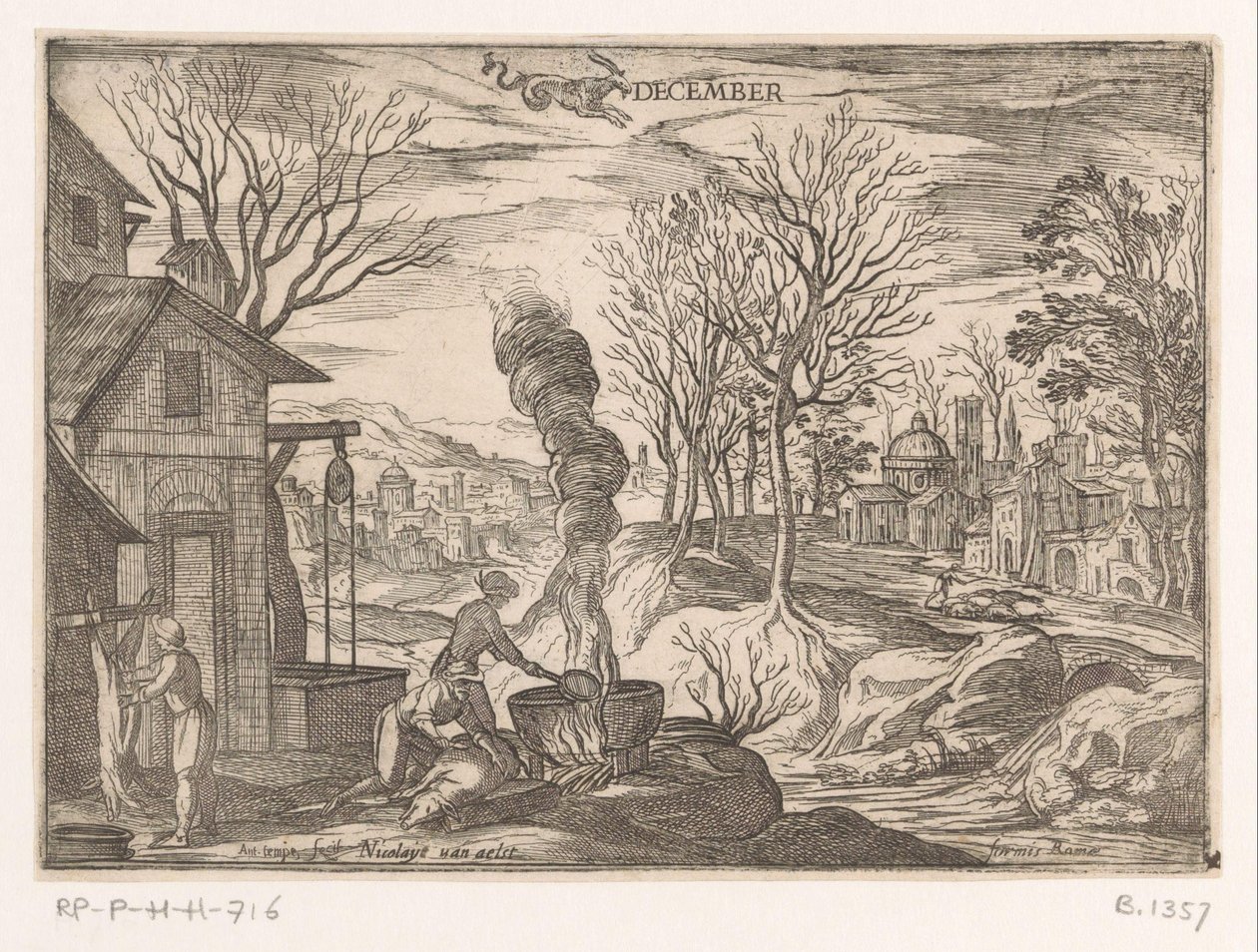 December: Grisslakt (Ibex) December (titel på objekt) De tolv månaderna (del 2) (serietitel) av Antonio Tempesta