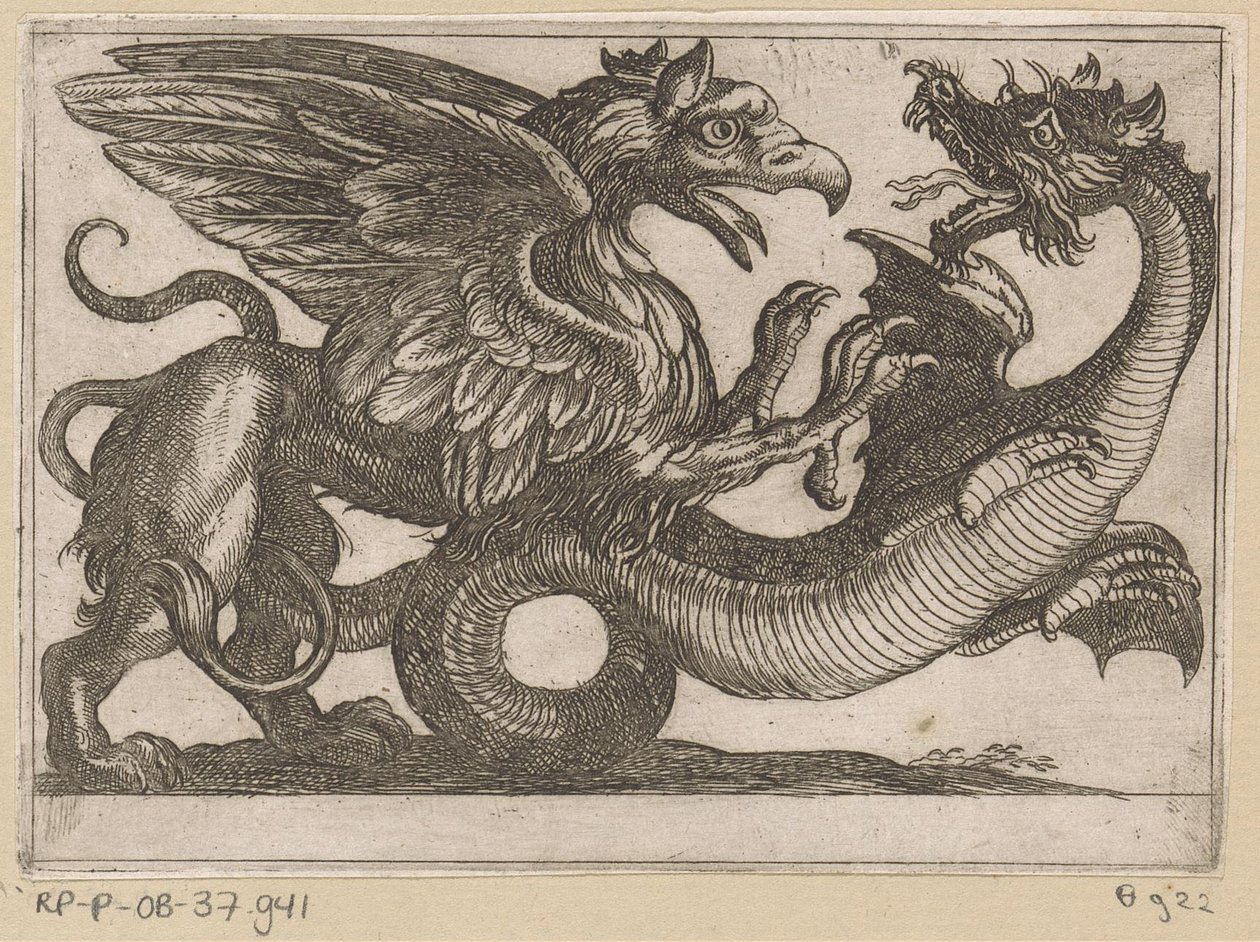 Dragon och Griffin i strid Kampdjur (serietitel) av Antonio Tempesta