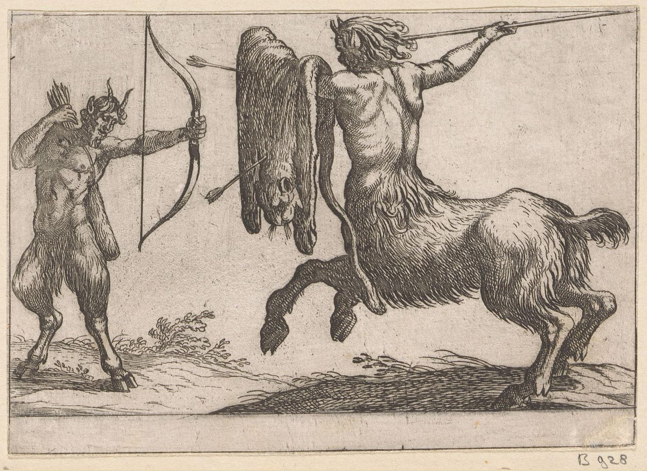 En kentaur attackerar en satyr Kampdjur (serietitel) av Antonio Tempesta