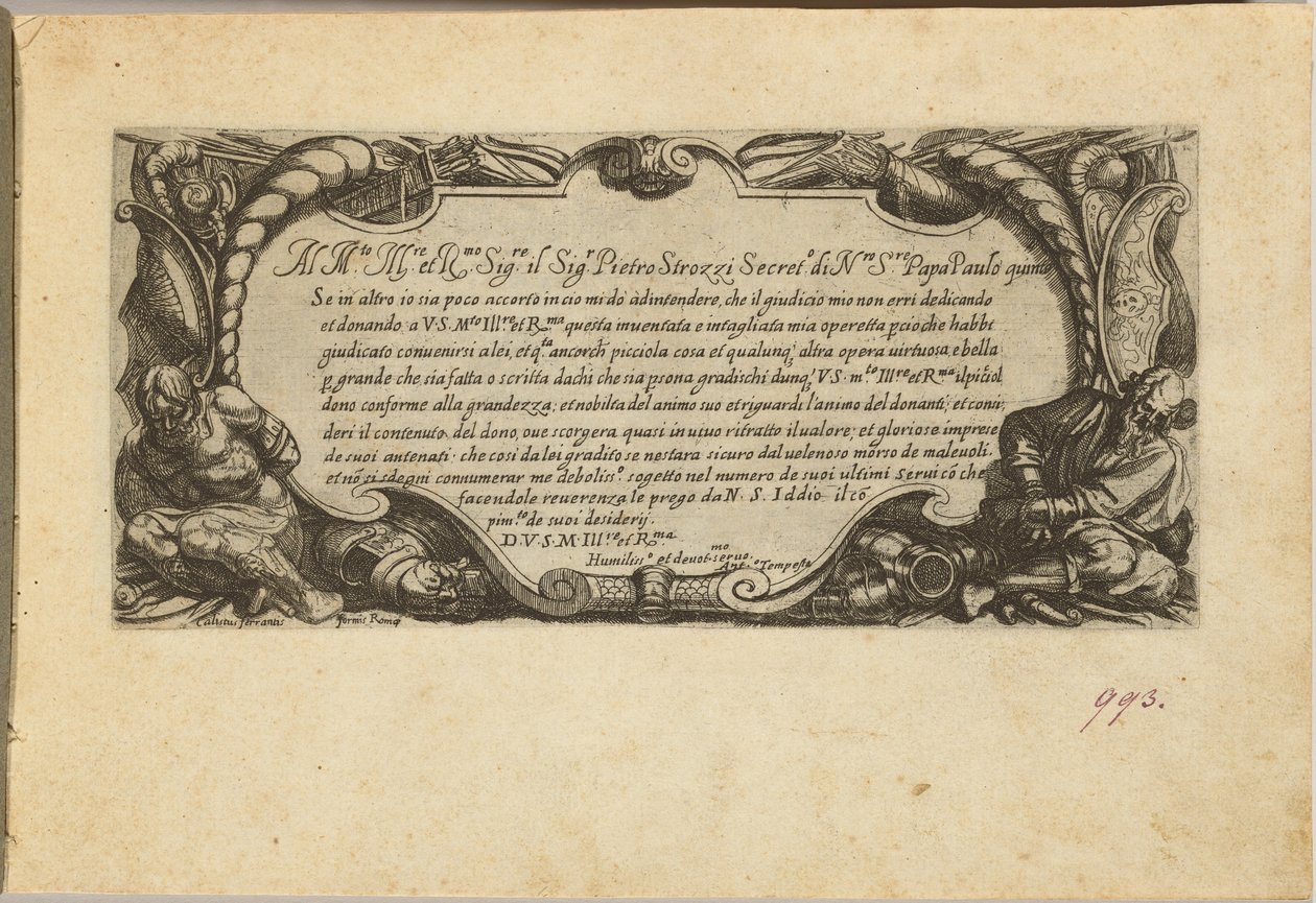 Frontispice: Dedikation till Pietro Strozzi av Antonio Tempesta