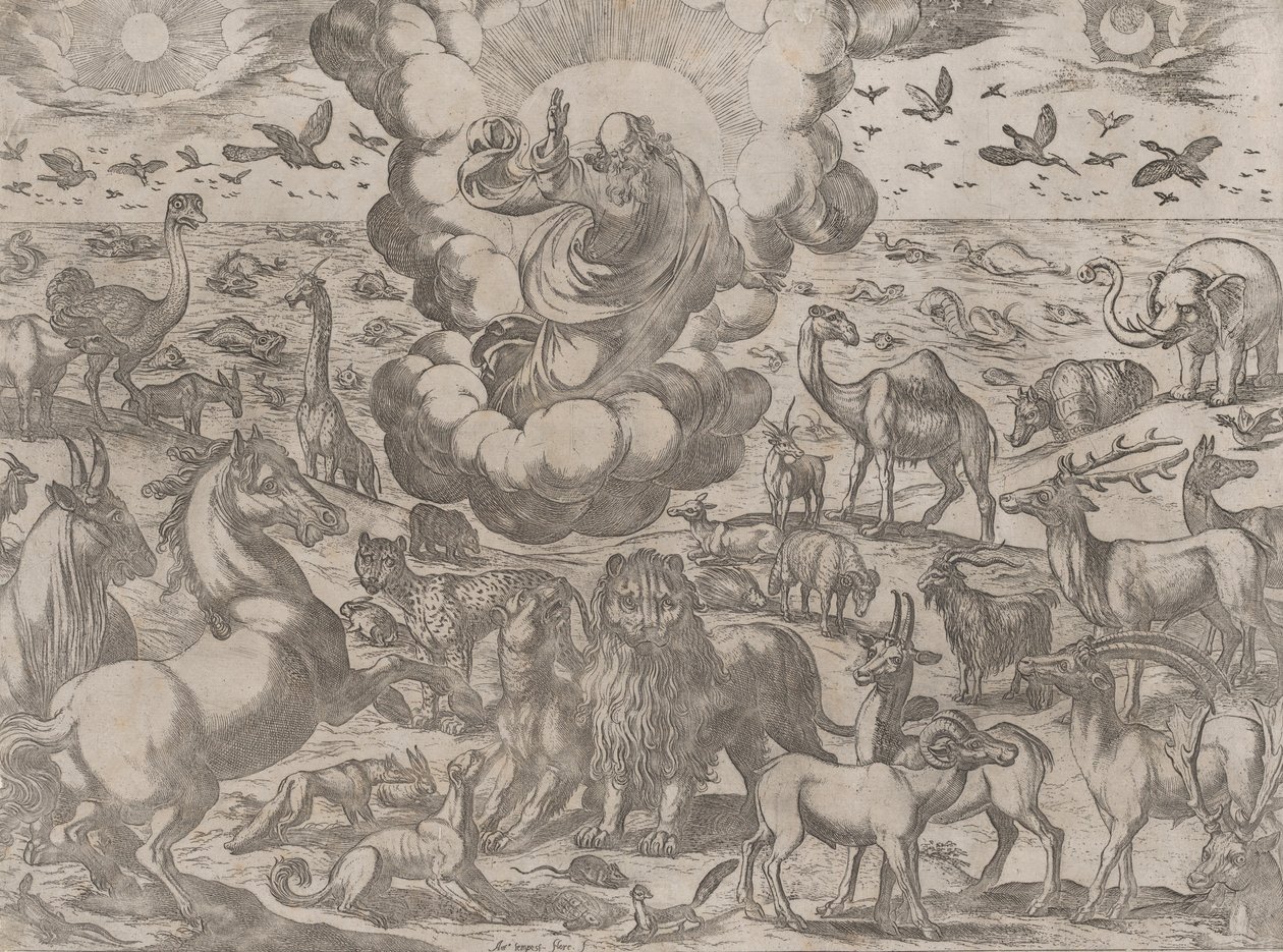 Gud skapar djuren, ca. 1590-1630. av Antonio Tempesta