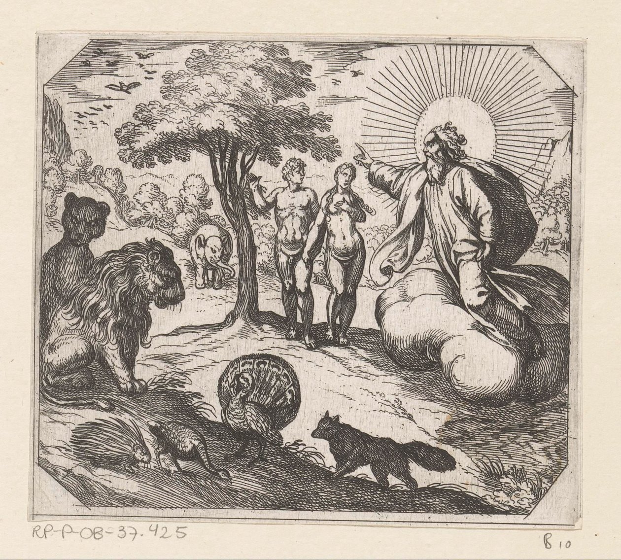 Gud förbjuder Adam och Eva att äta från kunskapens träd The Creation (serietitel) av Antonio Tempesta