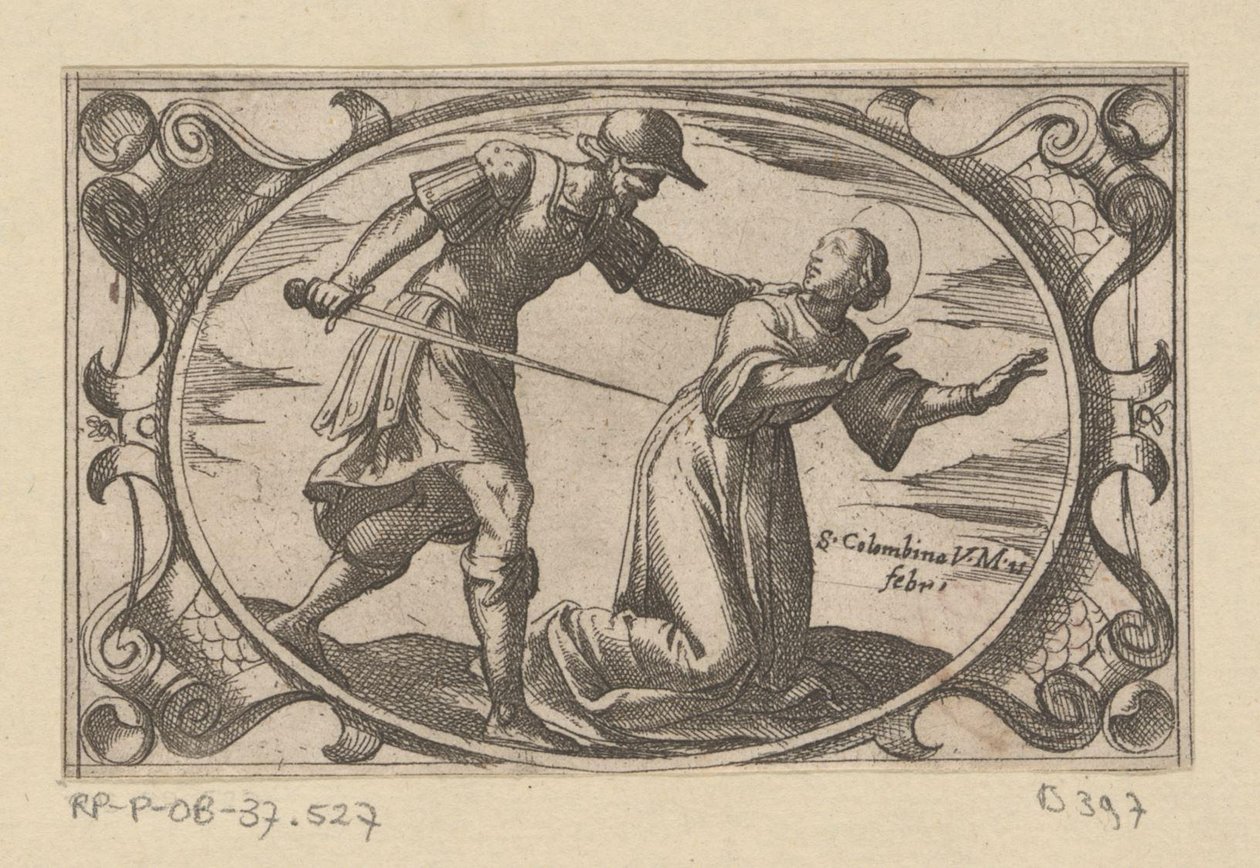 H. Columbina, från dottern van H. Austerius Romeinse martelaressen (serietitel) Imagini di moltes vergini Rom i martyrskap (serietitel) av Antonio Tempesta