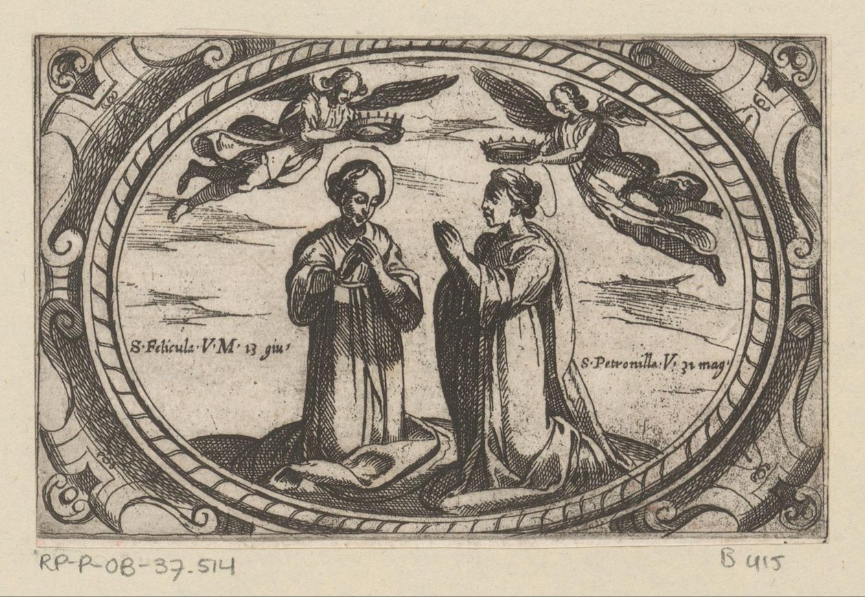 H. Felicula i H. Petronilla Romansk martelaressen (serietitel) Imagini di many virgini Rom nel martyrio (serietitel) av Antonio Tempesta