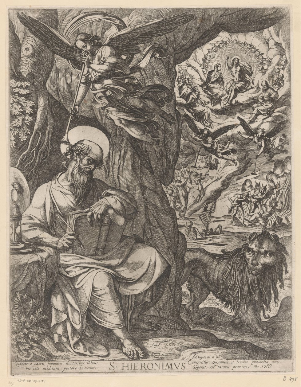 St. Hieronymus i vildmarken överväger den sista domen S. Hieronimus (titel på objekt) av Antonio Tempesta