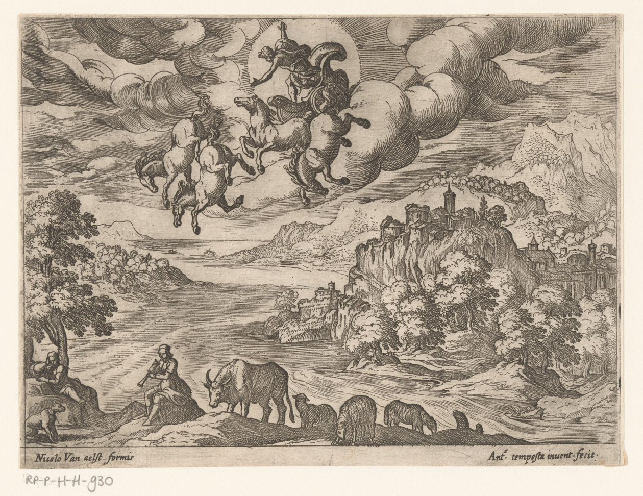 Landskap med Phaëthons fall Landskap med mytologiska scener (serietitel) av Antonio Tempesta