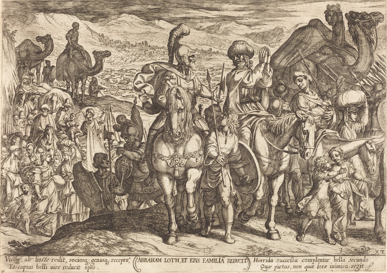 Lot och hans familj återkallade hem av Abraham av Antonio Tempesta