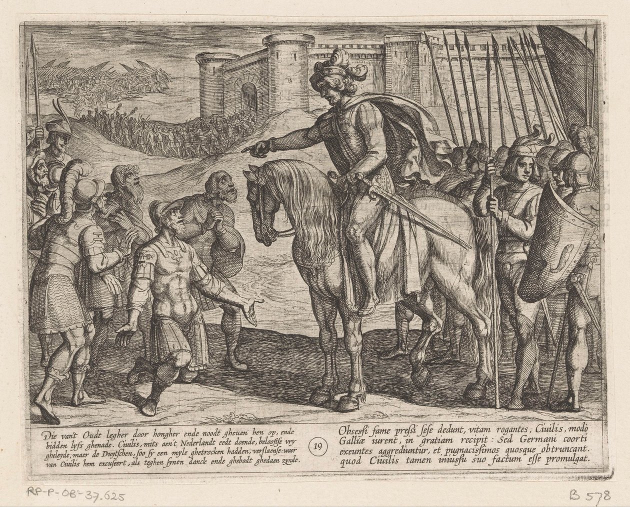 Män från fästningen överlämnar sig till Julius Civilis De bataviska krigen mot romarna (serietitel) Batavorum cum Romanis Bellum (serietitel) av Antonio Tempesta