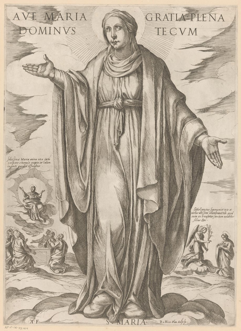 Maria Hej Maria, full av nåd, Herre med dig (titel på föremålet) Kristus, Maria och aposteln (serietitel) av Antonio Tempesta