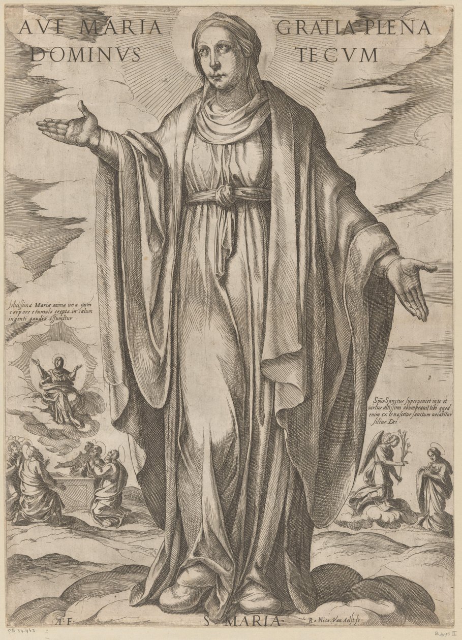 Maria Hej Maria, full av nåd, Herre med dig (titel på föremålet) Kristus, Maria och aposteln (serietitel) av Antonio Tempesta