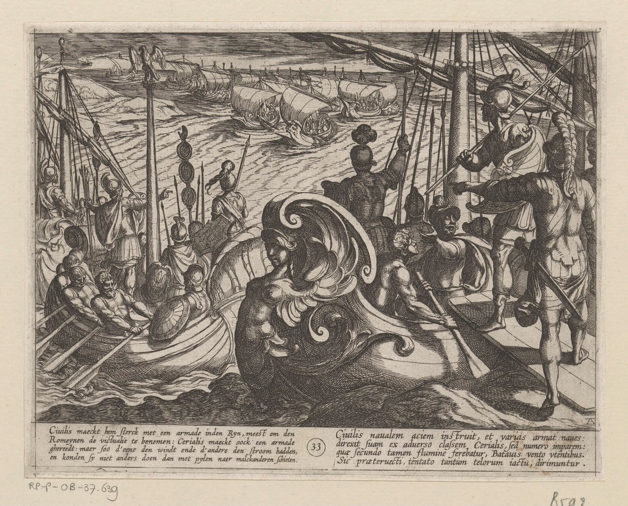 Holländska och romerska fartyg på Rhen De bataviska krigen mot romarna (serietitel) Batavorum cum Romanis Bellum (serietitel) av Antonio Tempesta