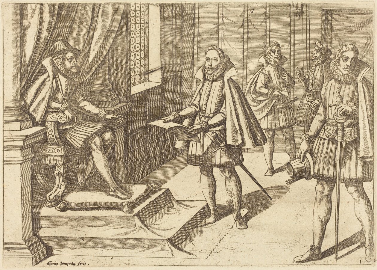 Filip II av Spanien på sin tron av Antonio Tempesta