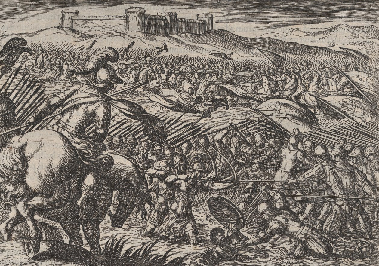 Platta 29: Civilis Floods the Land by Defensively Breaking the Dikes, från The War of the R..., 1611. av Antonio Tempesta