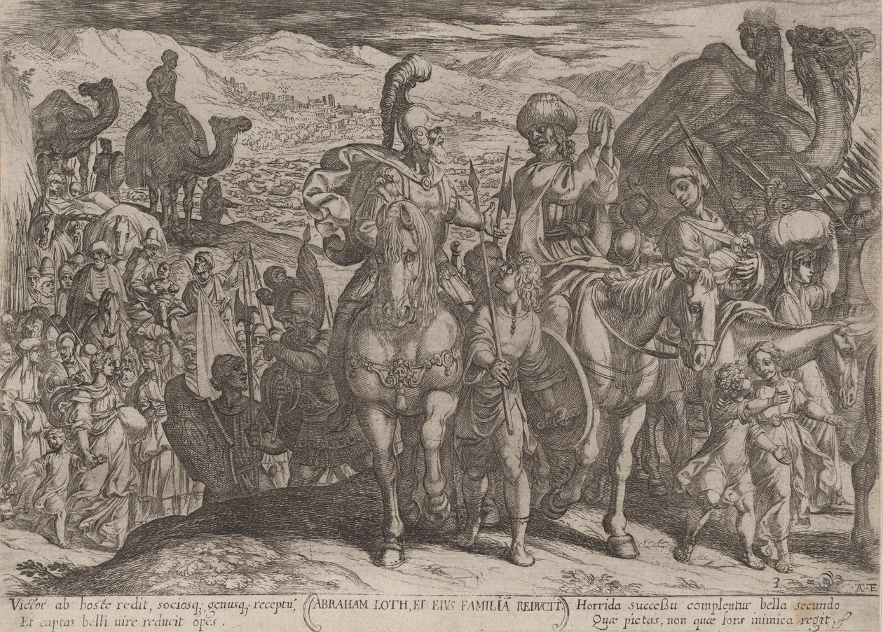 Platta 3: Abraham tar Lot och hans familj till sitt eget land, från 