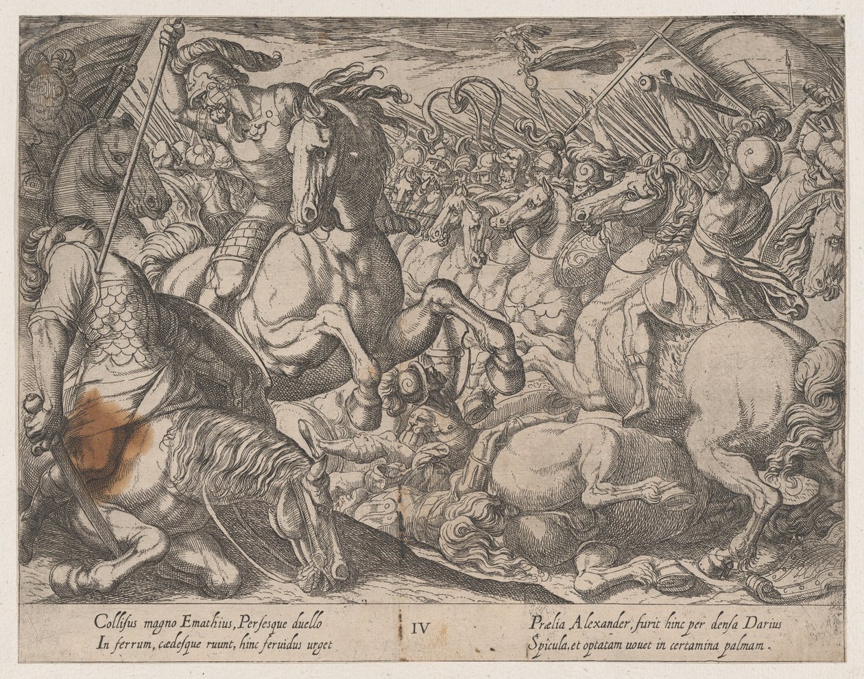 Platta 4: Alexander strider mot perserna, från Alexander den stores gärningar, 1608. av Antonio Tempesta