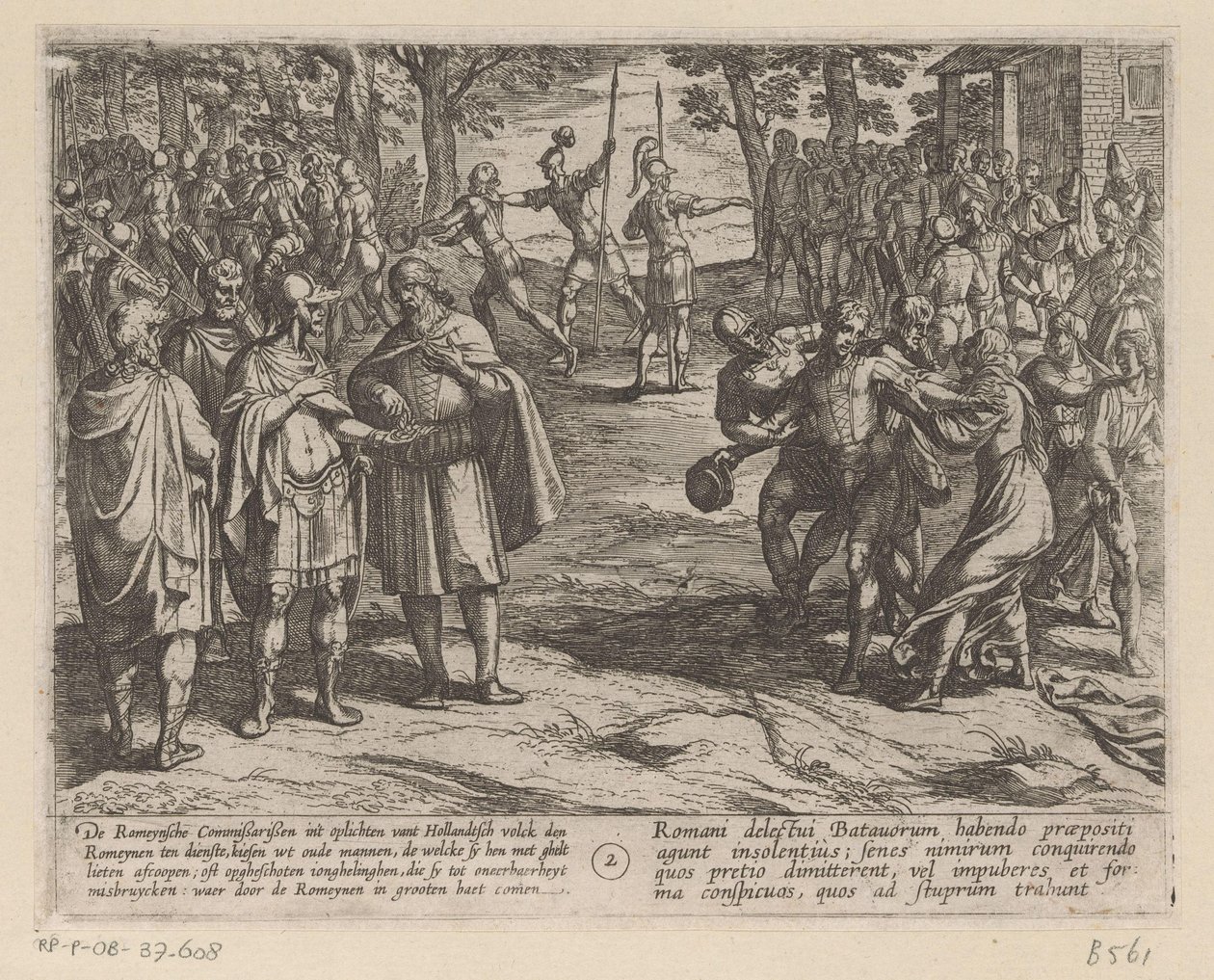 Romarna köper de unga holländska männen av de holländska äldre De bataviska krigen mot romarna (serietitel) Batavorum cum Romanis Bellum (serietitel) av Antonio Tempesta