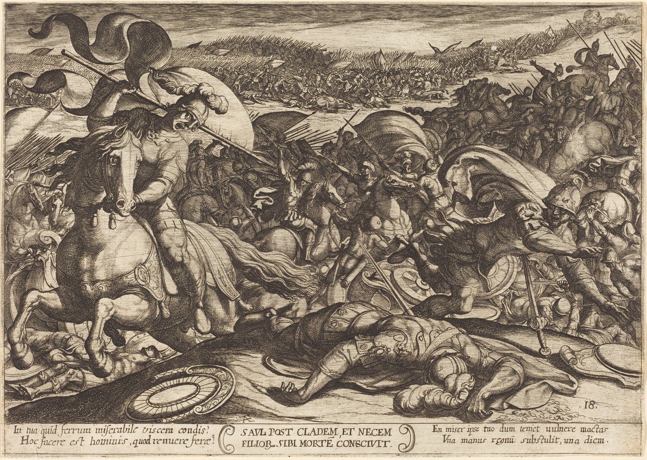Saul tar sitt liv efter att hans armé besegrats av filistéerna av Antonio Tempesta
