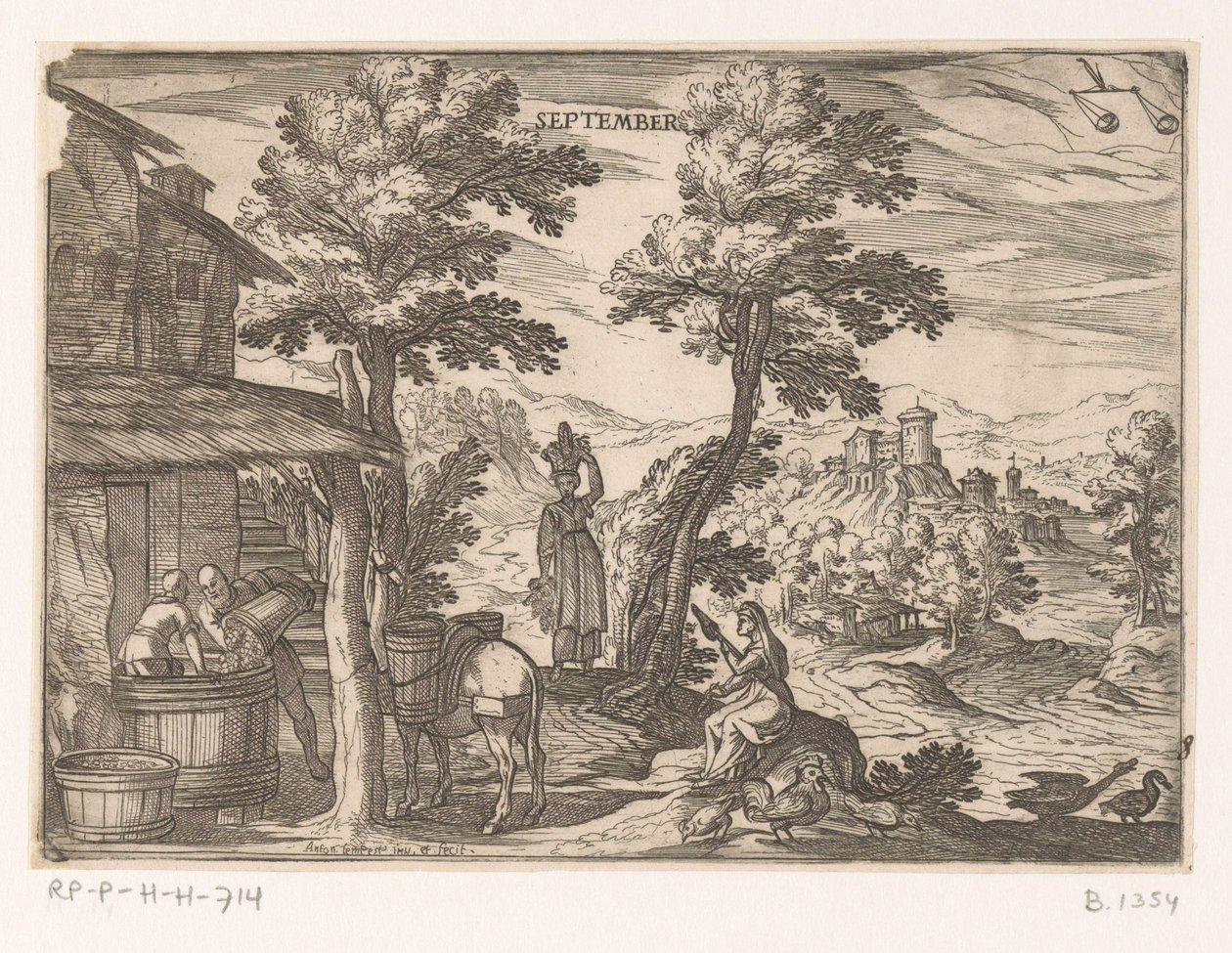 September: Att göra vin (Vågen) september (titel på objekt) De tolv månaderna (del 2) (serietitel) av Antonio Tempesta