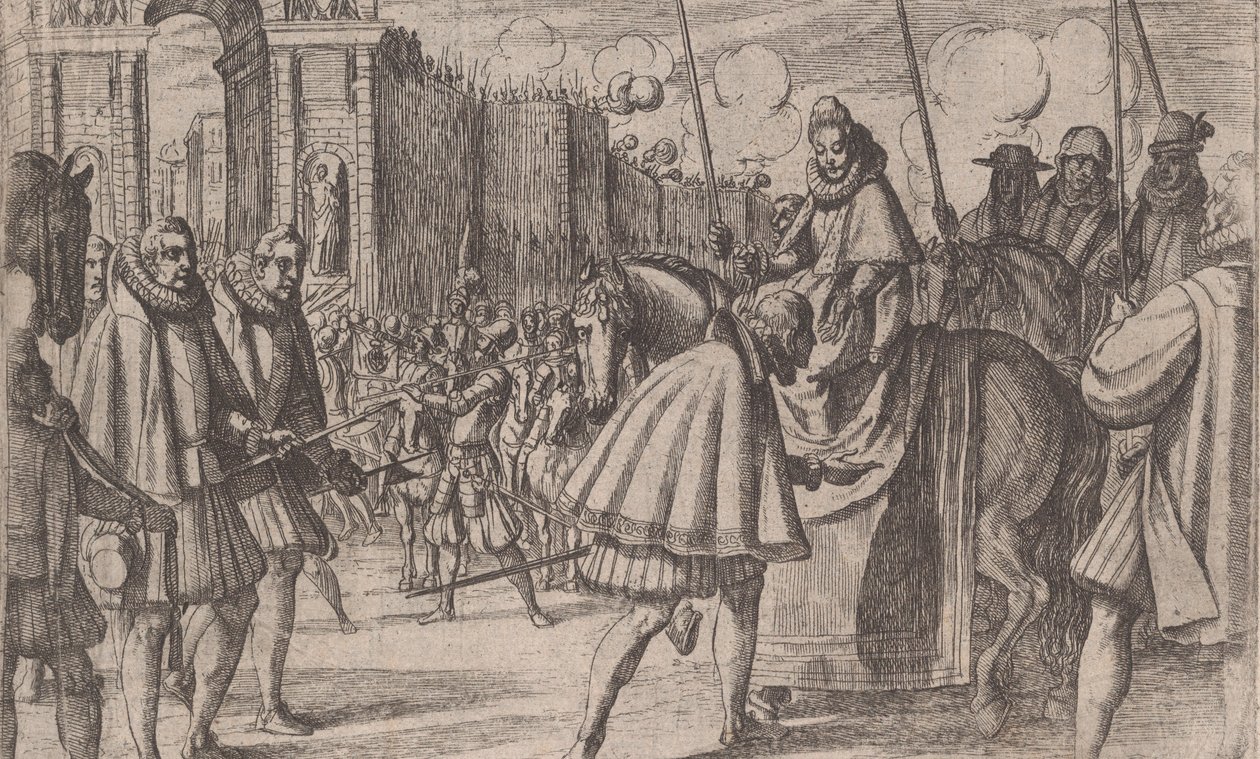 Triumphal Entry of Margaret of Austria in Milano, från The Life of Margaret of Austria, s..., 1612. av Antonio Tempesta