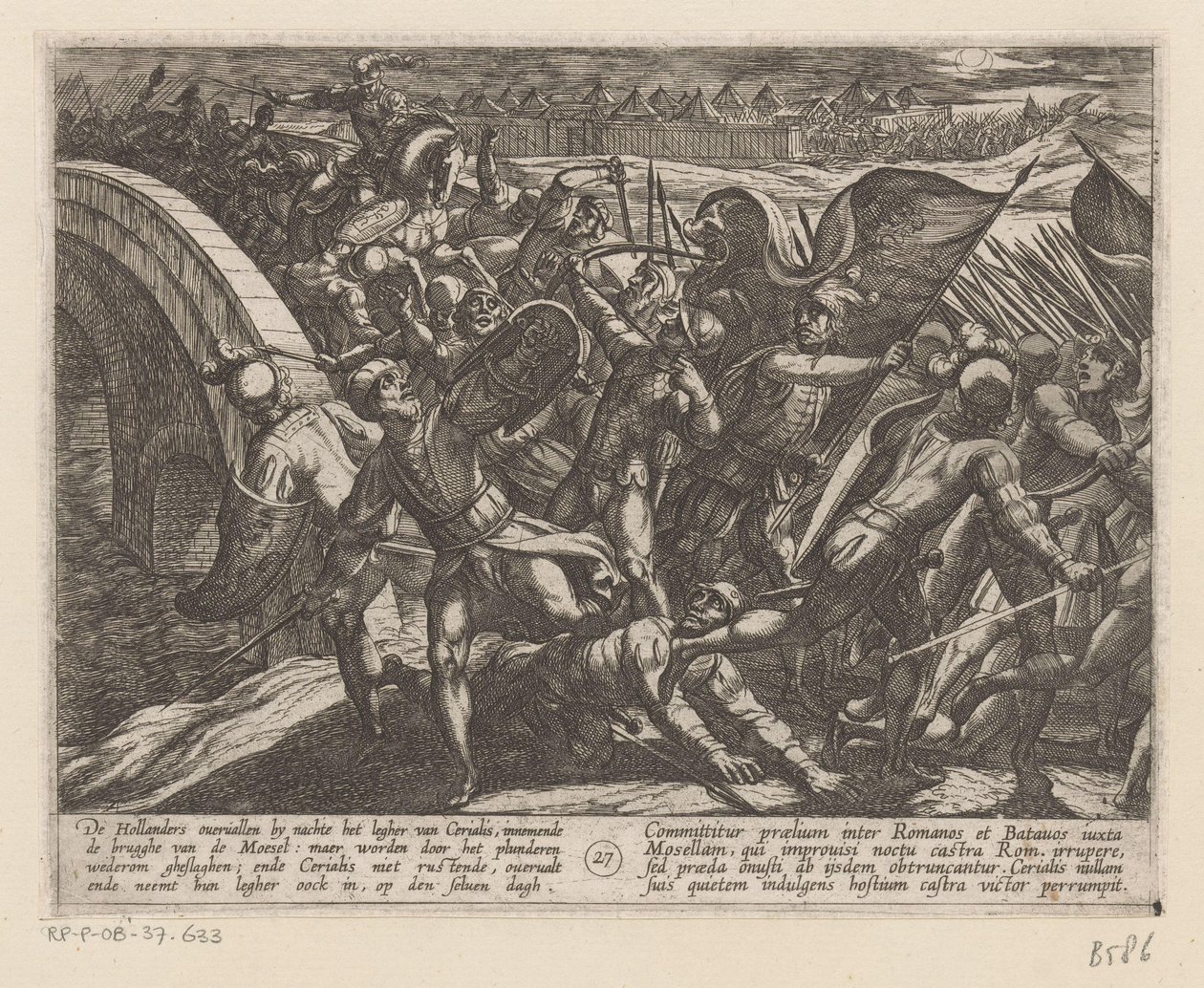 Överraskande attack mot det romerska lägret vid Mosel De bataviska krigen mot romarna (serietitel) Batavorum cum Romanis Bellum (serietitel) av Antonio Tempesta