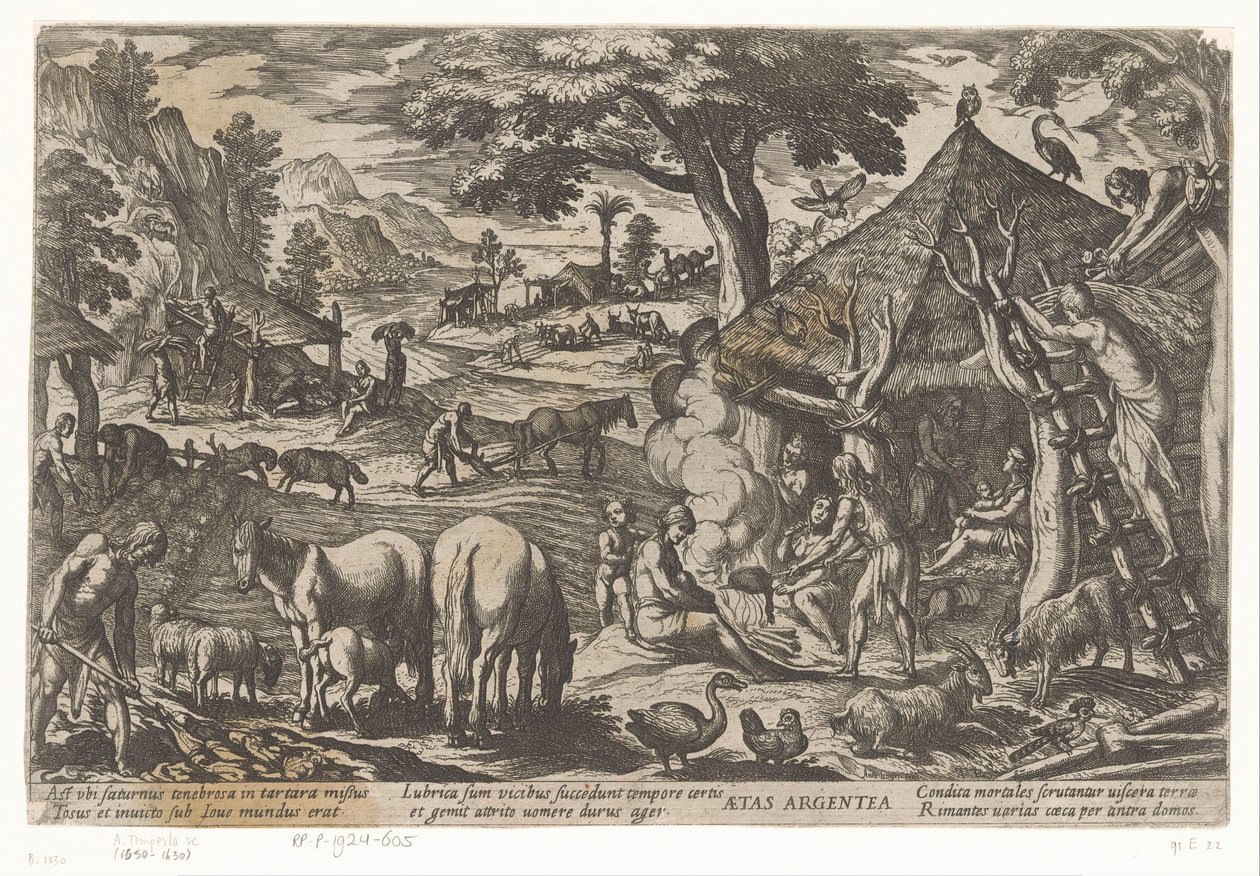 Silvereran Aetas argentea (titel på objekt) Four Ages of the World (serietitel) av Antonio Tempesta