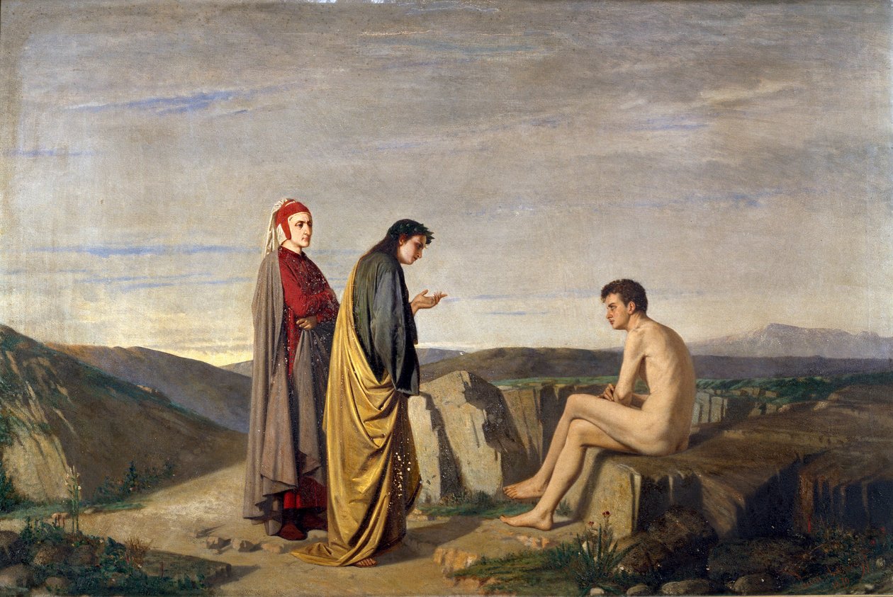 Dante och Vergilius möter poeten Sordello da Goito vid skärselden D