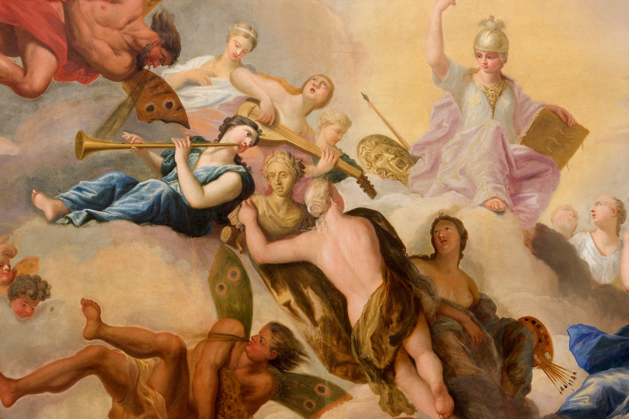 Minerva omgiven av konst och vetenskap, detalj från Banketthuset av Antonio Verrio