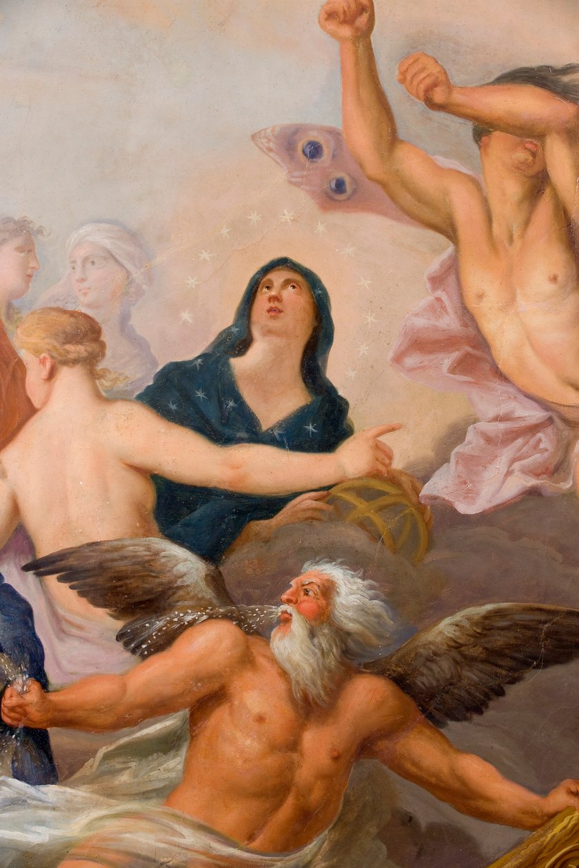 Minerva omgiven av konst och vetenskap, detalj från Banketthuset av Antonio Verrio