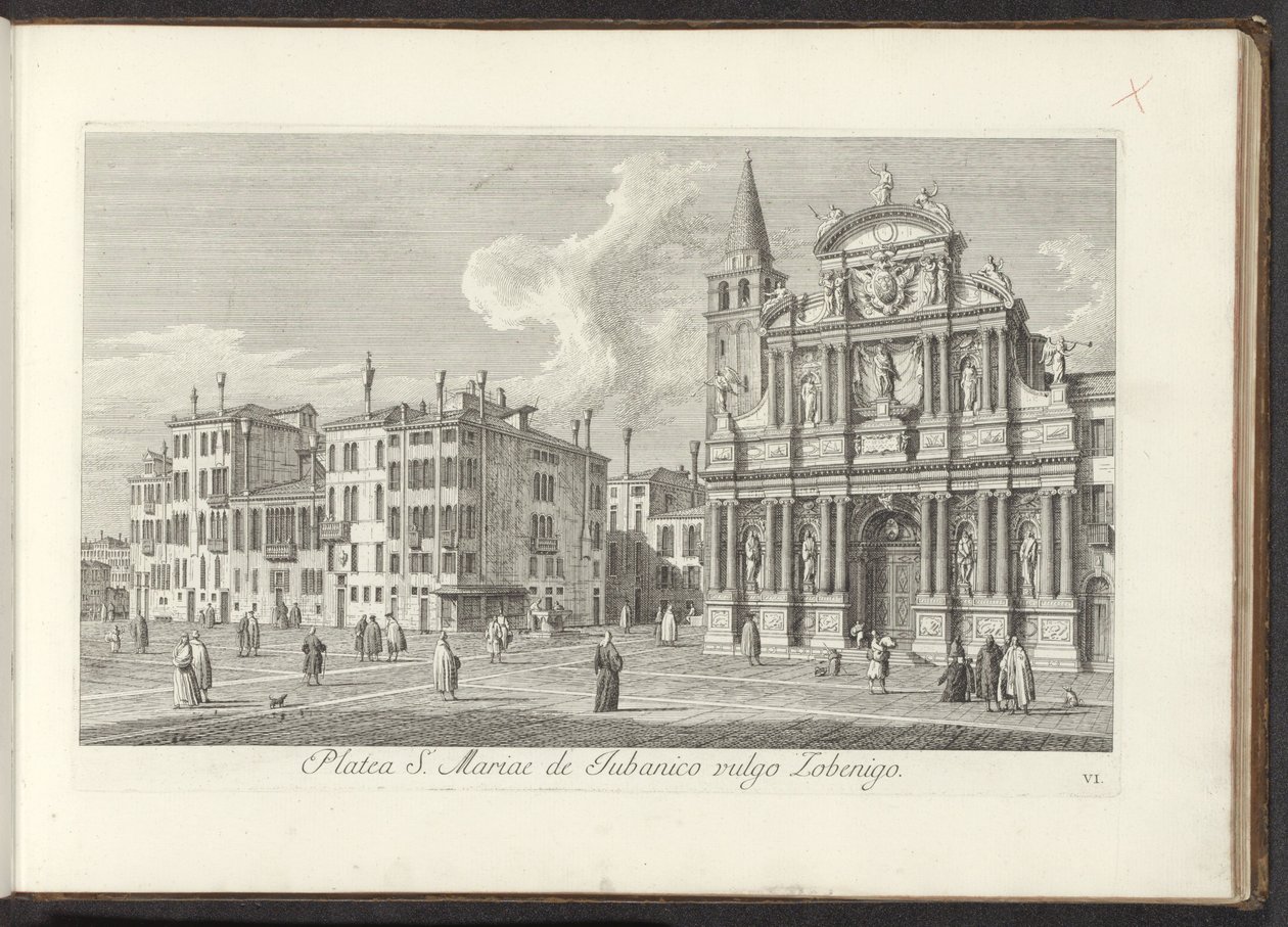 Utsikt över Campo Santa Maria Zobenigo te Venetië Område av S. Rocchi med samma tempel och skola (titel på objekt) Gezichten op bugemenen en pleinen in Venetië (serietitel) Den mest kända utsikten över staden Venedig, från Antoniuskanalens 38:e panel, expr av Antonio Visentini