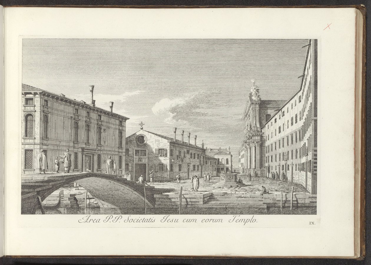 Utsikt över Campo dei Gesuiti te Venetië Område P.P. Jesu sällskap med deras tempel (titel på objekt) Gezichten op bugemenen en pleinen in Venetië (serietitel) De mer kända vyerna över staden Venedig, från Antoniuskanalens 38 paneler, tryckta i mässing av  av Antonio Visentini