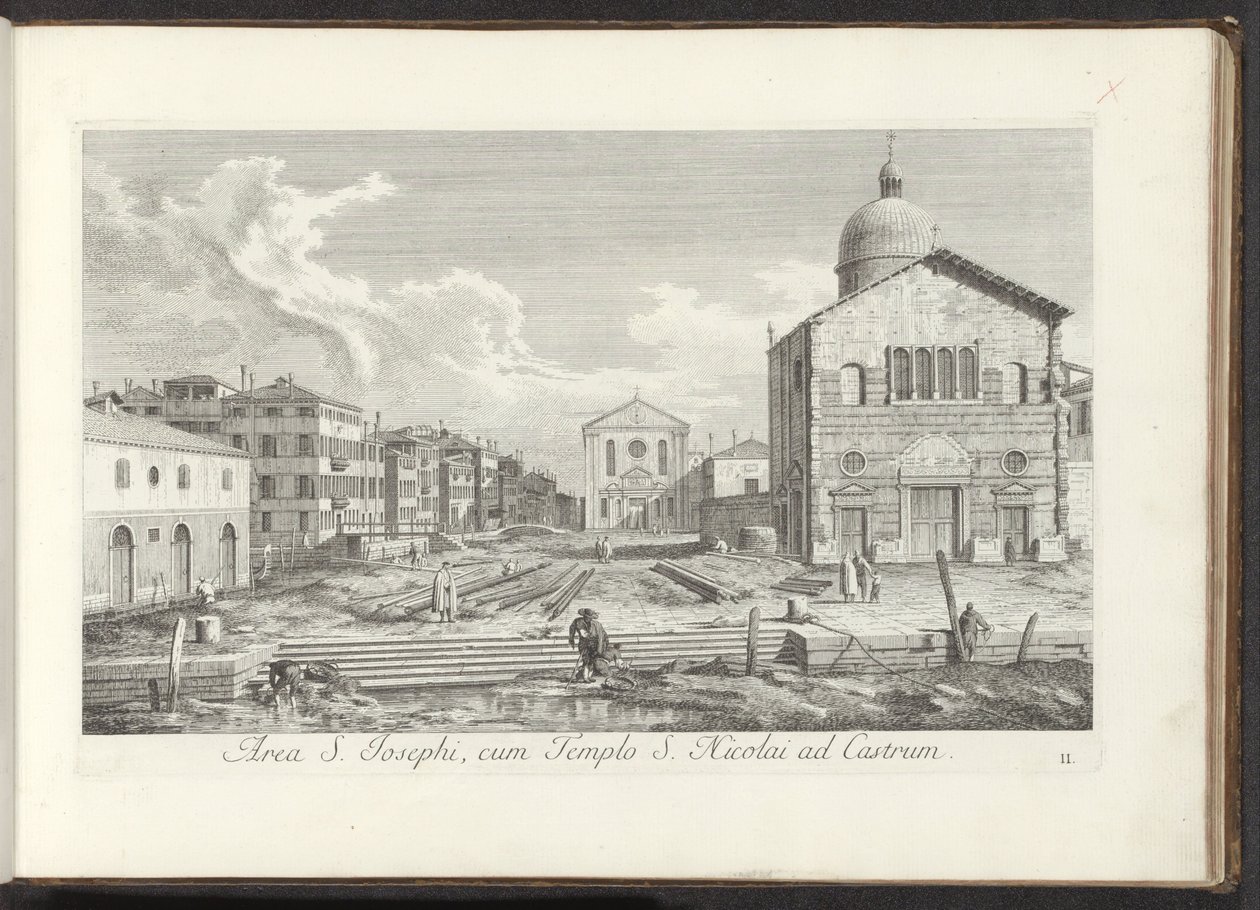 Utsikt över Chiesa di San Giuseppe di Castello te Venetië Området St. Joseph, med St. Nicholas tempel vid slottet (titel på objektet) Gezichten op bugemenen en pleinen in Venetië (serietitel) Mer berömda vyer över staden Venedig, från Antoniuskanalens måln av Antonio Visentini