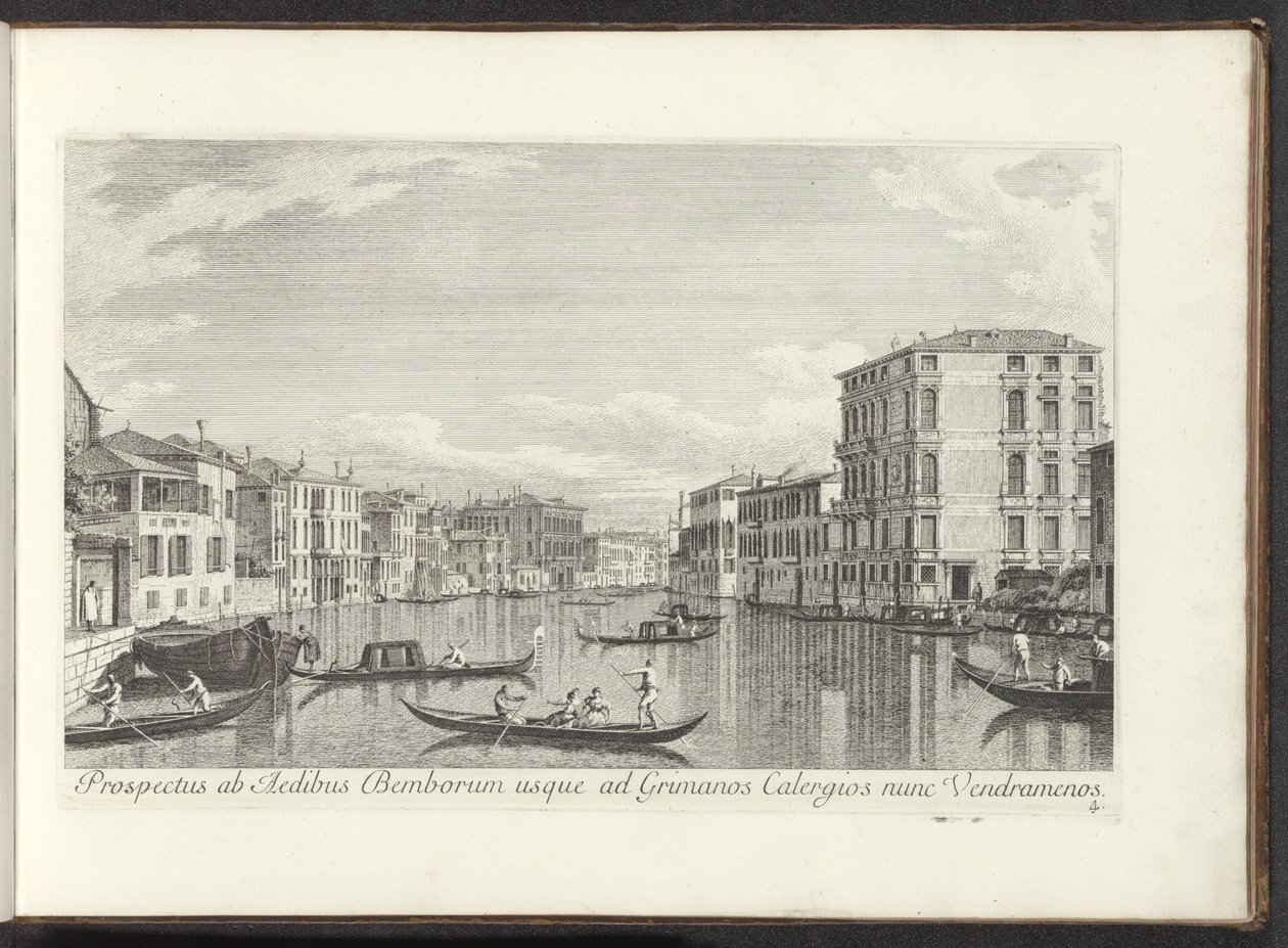 Utsikt över Canal Grande, Palazzo Bembo och Palazzo Vendramin-Calergi te Venetië Prospekt till Houses of Bembo upp till Grimanos Calergios nu Vendramenos (titel på objekt) Mer berömda vyer över staden Venedig, från Antoniuskanalens paneler 38 aer av Antonio Visentini
