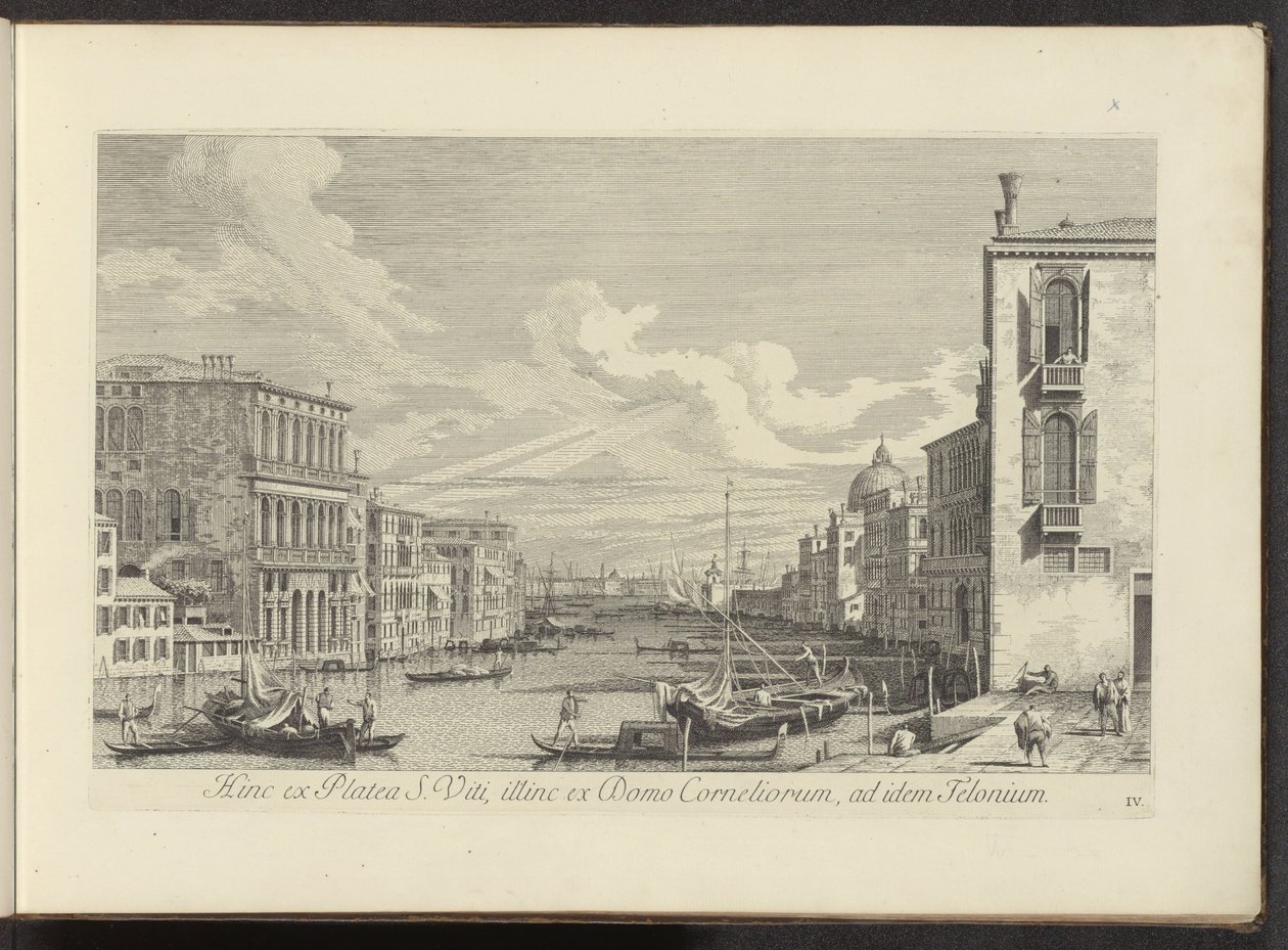 Utsikt över Canal Grande en Campo San Vio te Venetië På denna sida från St. Vitus gata, på andra sidan från Cornelius hus, till samma Telonium (titel på objektet) Den mest kända utsikten över staden Venedig, från Antoniuskanalens 38:e panel, tryckt i mässi av Antonio Visentini