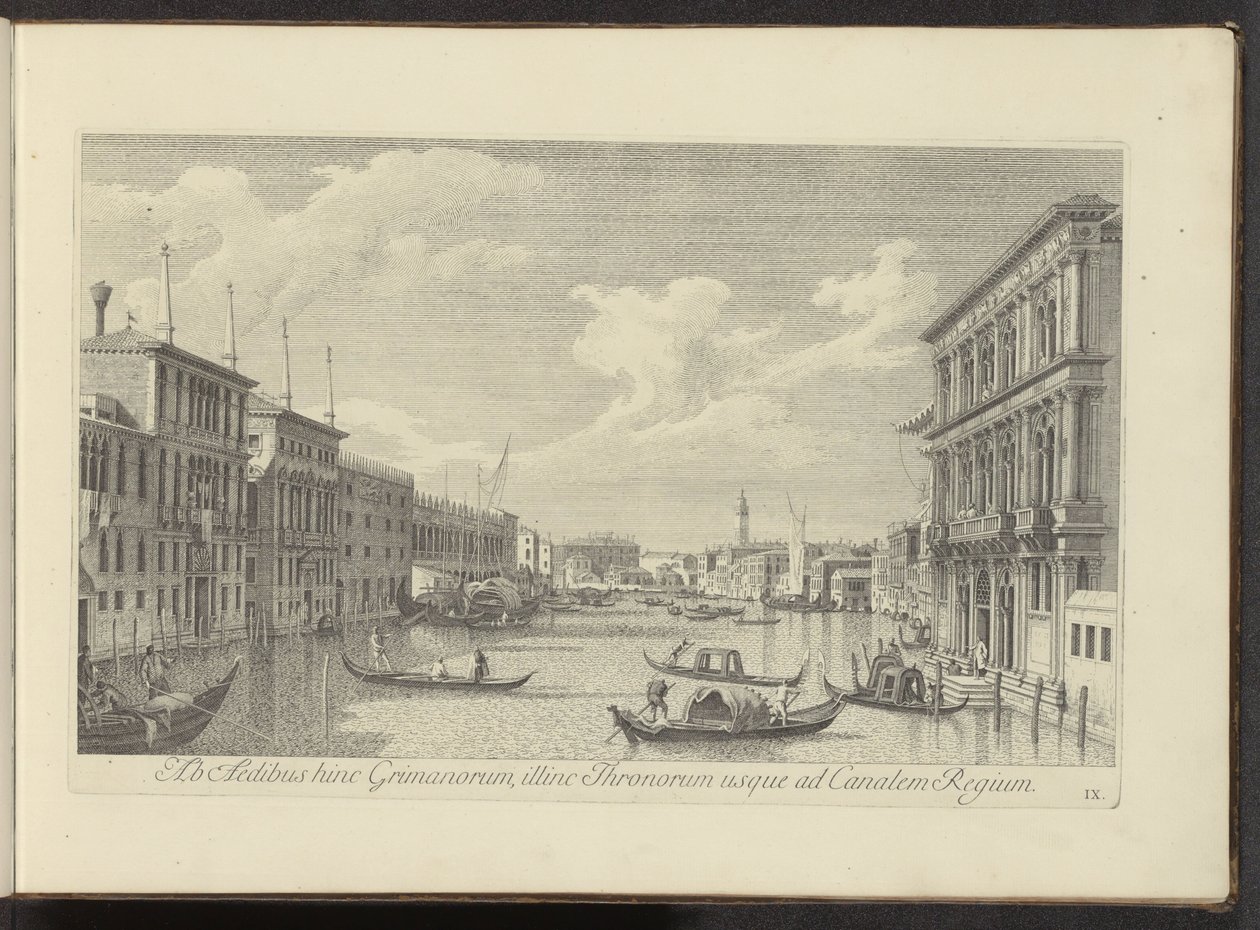 Se på Canal Grande och Palazzo Vendramin-Calergi i Venedig Från Grimanernas hus på denna sida, på tronernas, så långt som till Royal Canal (titel på objektet) Den mest kända utsikten över staden Venedig, från Antoniuskanalen 38 paneler tryckta på luft av A av Antonio Visentini