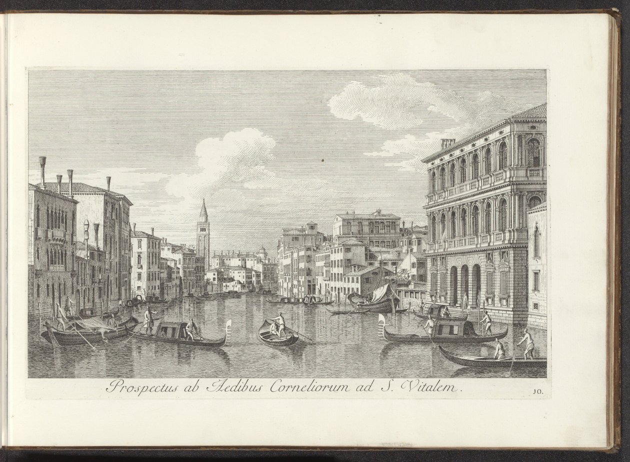 Utsikt över Canal Grande och torn från San Vitale i Venedig Utsikt från Cornelius hus till St. Vital (titel på objekt) Den mest kända utsikten över staden Venedig, från Antoniuskanalens 38 paneler, tryckta i trä av Antonio Visentini av Antonio Visentini