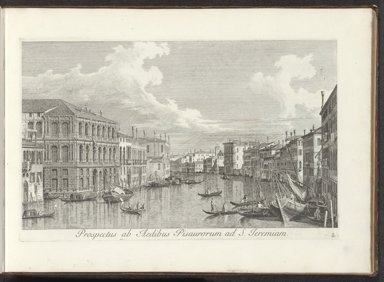 Utsikt över Canal Grande i Venedig Utsikt från husen i Pisa till St. Jeremia (titel på objektet) Den mest kända utsikten över staden Venedig, från Antoniuskanalens 38 paneler, tryckta på mässing av Antonio Visentini, uppdelade i tre delar. den andra delen av Antonio Visentini