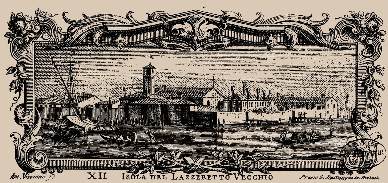 Venetiansk öbo, XII. Ön Lazzaretto Vecchio, 1777. av Antonio Visentini