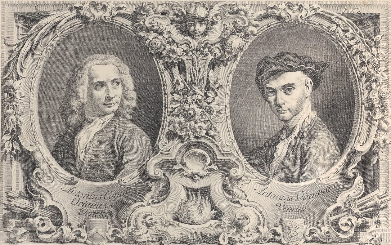 Porträtt av Canaletto och Visentini, 1735, 1735. av Antonio Visentini