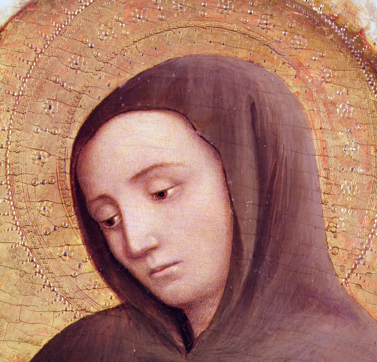 Huvud för ett helgon från St. Hieronymus altartavla, 1441 (tempera på panel) (detalj) av Antonio Vivarini