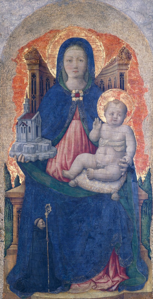 Madonna med barn, detalj av Praglias altartavla, av Antonio Vivarini (1418-före 1484), 67x33 cm av Antonio Vivarini