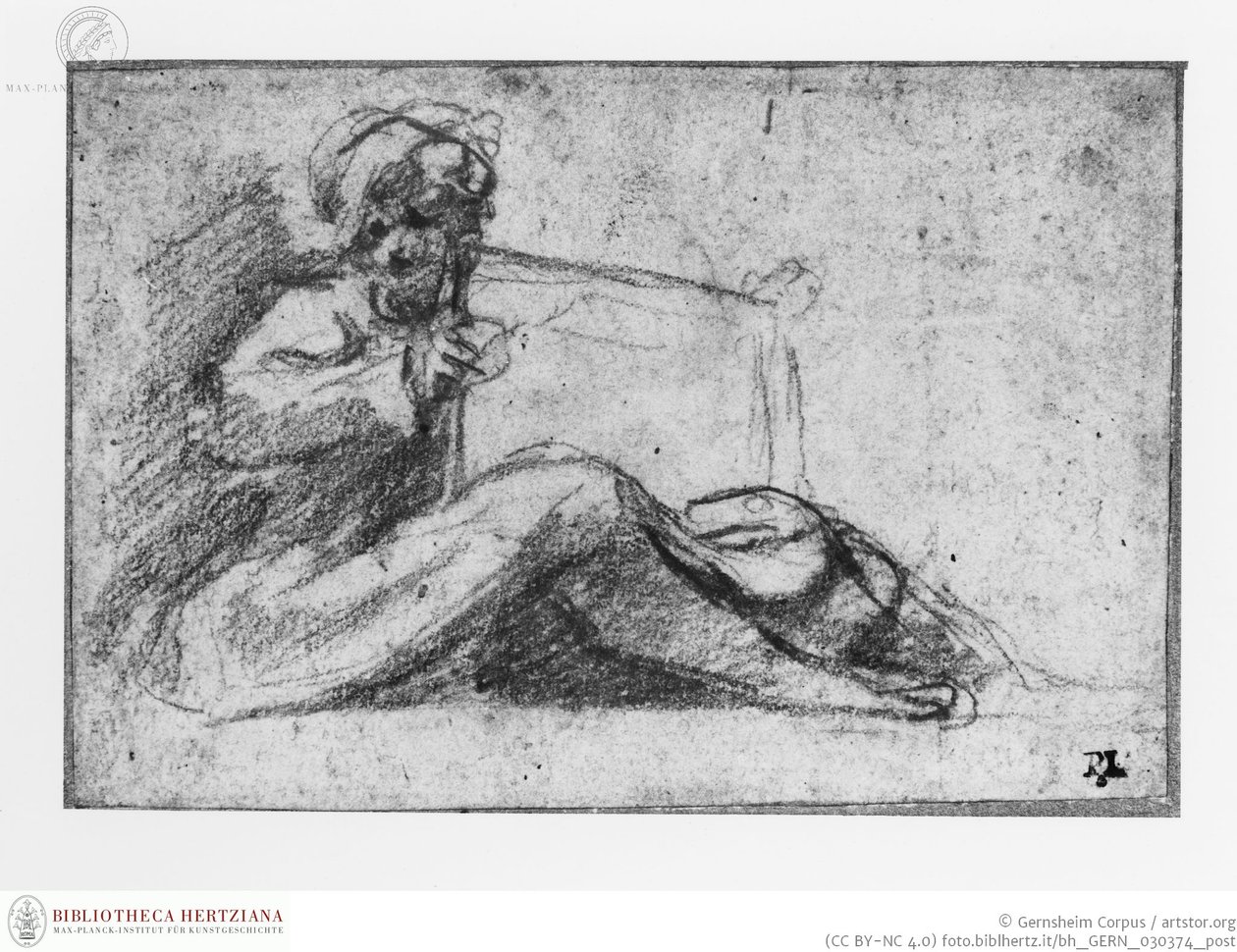 Correggio - Sittande figur med bok, obj08025393 av Antonio da Correggio