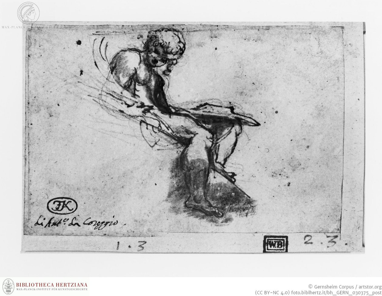Correggio - Sittande figur med bok, obj08025394 av Antonio da Correggio