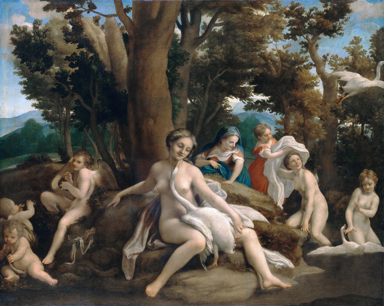 Leda och svanen av Antonio da Correggio