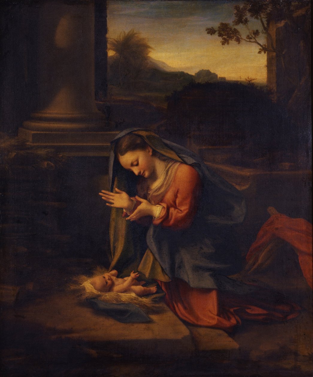 Madonna avgudar barnet, ca. 1525 av Antonio da Correggio