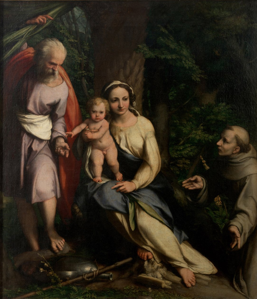Vilan på flykten till Egypten med den helige Franciskus av Assisi, ca. 1520. av Antonio da Correggio