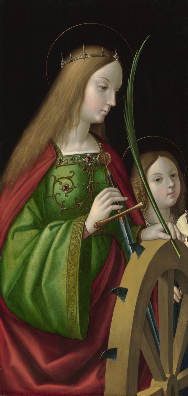 ""Sankta Katarina av Alexandria"" (död ca 307) Målning av Antonio Solario (aktiv ca 1502-1518), olja på trä, 84 x 40 cm av Antonio da Solario