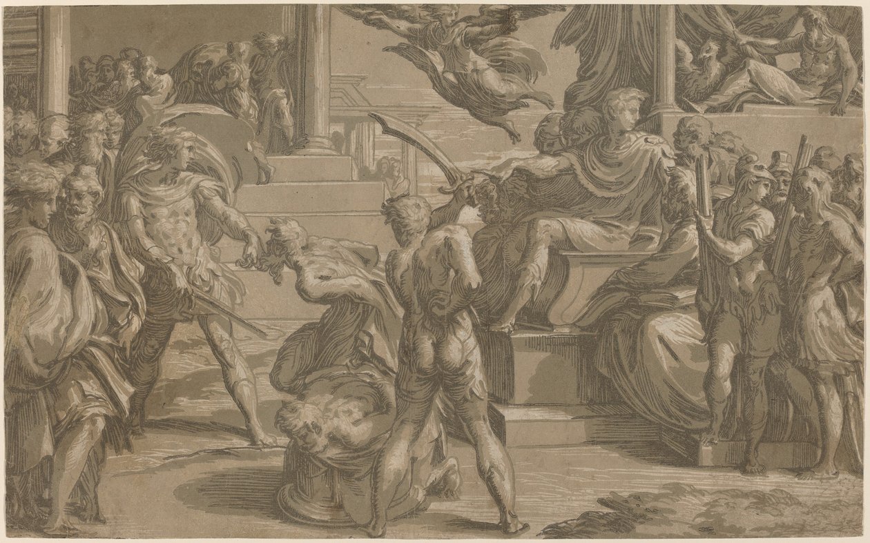 De heliga Petrus och Paulus martyrskap [recto], ca. 1530. av Antonio da Trento